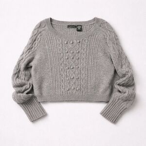 Moda International Gray Cable Knit Sweater Size XS